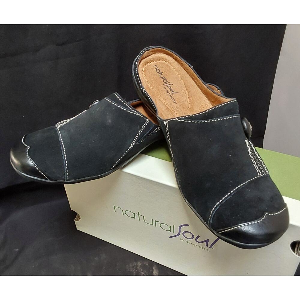Natural Soul by Naturalizer Black Ferotte Slip on Size 7 1/2 Retail 69.95 New